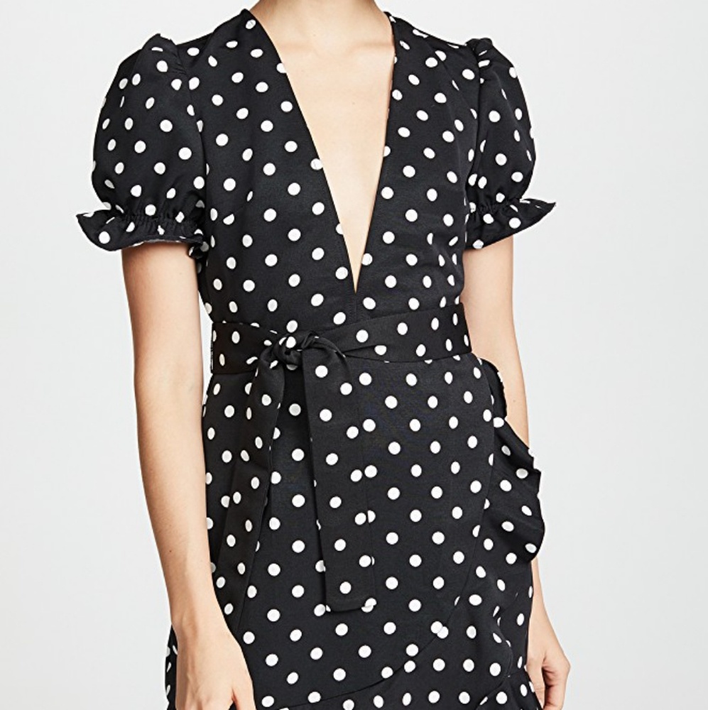 Lioness Black Polkadot Mini Dress